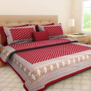 TOORVI TEXTILE 144 TC Cotton King Printed Flat Bedsheet