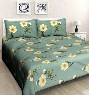 ritromcreation 360 TC Cotton King 3D Printed Flat Bedsheet