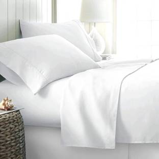 lacoza 400 TC Cotton Blend Double Solid Flat Bedsheet