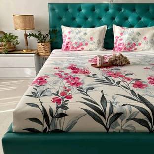 Urban Space Cotton King Flat 200 TC Floral Bedsheet
