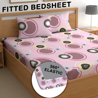 CG Homes 210 TC Microfiber King Printed Fitted (Elastic) Bedsheet