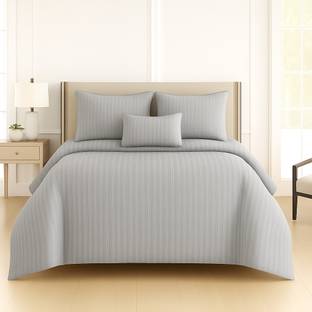 DECOR2ADMIRE Cotton King Flat 300 TC Striped Bedsheet