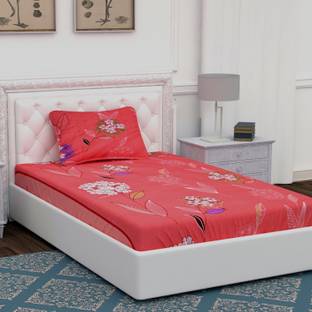 BEVI Microfiber Single Flat 280 TC Floral Bedsheet