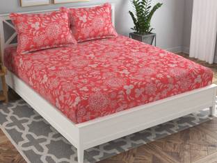 VAS COLLECTIONS 160 TC Microfiber Double Floral Flat Bedsheet