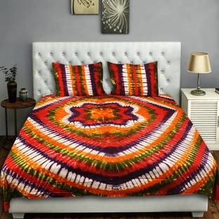 QADRI IMPEX 350 TC Cotton King Jaipuri Prints Flat Bedsheet