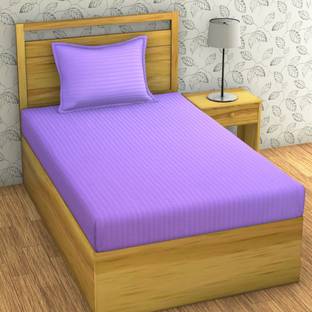 OICHY Microfiber Single Flat 280 TC Striped Bedsheet