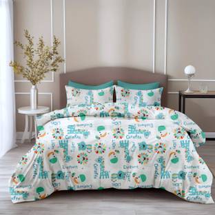 LORETO Cotton Double Flat 144 TC Printed Bedsheet
