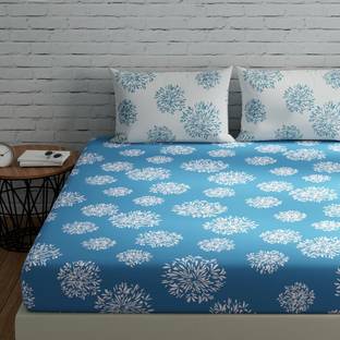 Huesland Cotton Double Flat 144 TC Geometric Bedsheet