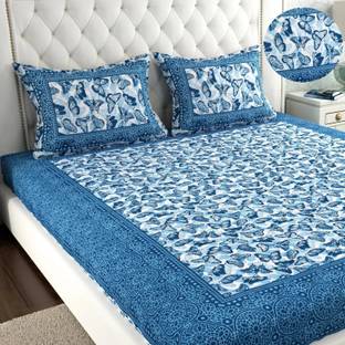 Leo Creation Cotton Double Flat 144 TC Jaipuri Prints Bedsheet