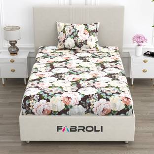 Fabroli Cotton Single Flat 300 TC Printed Bedsheet