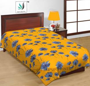 RAJDEVI JAIPUR PRINTS 144 TC Cotton Single Floral Flat Bedsheet