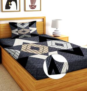 Moonroof 244 TC Cotton Single Printed Fitted (Elastic) Bedsheet