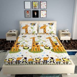 RARE BIRD 240 TC Microfiber King Cartoon Fitted (Elastic) Bedsheet