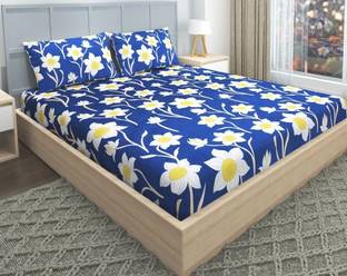 EVERLUSH Cotton King Fitted (Elastic) 300 TC Printed Bedsheet