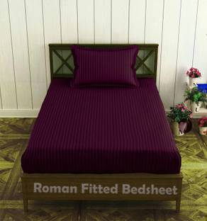 roman 300 TC Cotton Single Striped Fitted (Elastic) Bedsheet