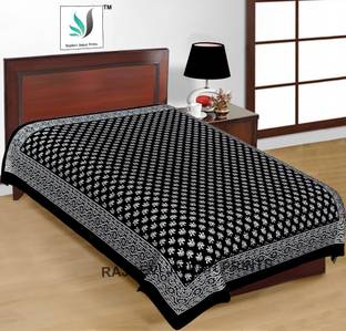 RAJDEVI JAIPUR PRINTS 551 TC Cotton Single 3D Printed Flat Bedsheet