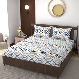 LUZDECOR Microfiber Double Fitted (Elastic) 220 TC Striped Bedsheet