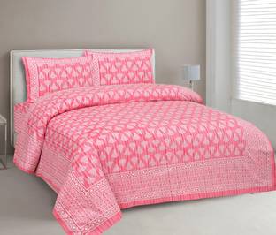 CLOTHOLOGY Cotton King Flat 240 TC Jaipuri Prints Bedsheet