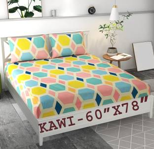 Kawi Polycotton Queen Fitted (Elastic) 200 TC Floral Bedsheet