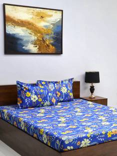 Bombay Dyeing Microfiber Queen Flat 144 TC Floral Bedsheet