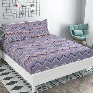 GADDA CO 250 TC Cotton King Printed Fitted (Elastic) Bedsheet