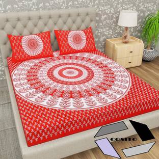 Cosito Cotton Double Flat 144 TC Printed Bedsheet