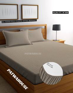 PATWAHOUSE Microfiber King Fitted (Elastic) 220 TC Solid Bedsheet