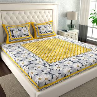 VNV Creation Cotton Double Flat 144 TC Printed Bedsheet
