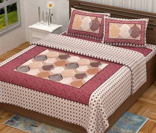 CLOTHOLOGY 144 TC Cotton Double Printed Flat Bedsheet