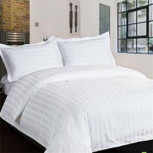 Vishal international 220 TC Cotton Queen Striped Flat Bedsheet
