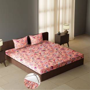 CARLTON LONDON 180 TC Polyester Queen Floral Fitted (Elastic) Bedsheet