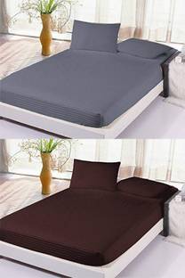 VORDVIGO 300 TC Satin Double Striped Fitted (Elastic) Bedsheet