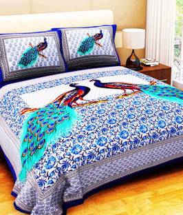 Bombay Spreads 120 TC Cotton Double 3D Printed Flat Bedsheet