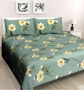 NISH CRAFT Microfiber Double Flat 180 TC Floral Bedsheet
