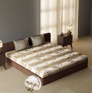 CARLTON LONDON Cotton Queen Fitted (Elastic) 144 TC Geometric Bedsheet