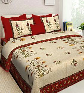 BOMBAY SPEED Cotton King Flat 280 TC Floral Bedsheet
