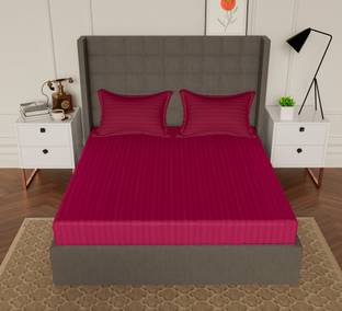 AVI Cotton King Fitted (Elastic) 300 TC Striped Bedsheet