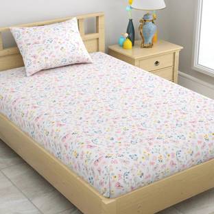 haus & kinder 120 TC Cotton Single Printed Flat Bedsheet