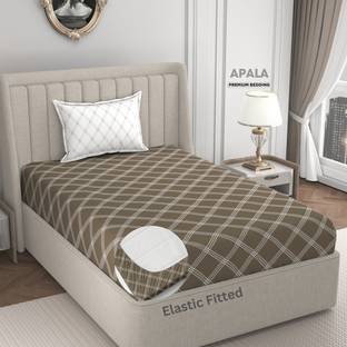 Apala 280 TC Microfiber Single Geometric Fitted (Elastic) Bedsheet