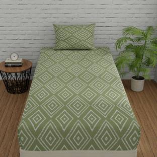 Huesland 144 TC Cotton Single Geometric Flat Bedsheet