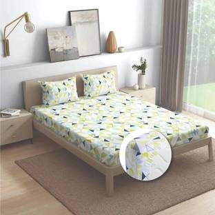 Wakefit Cotton King Fitted (Elastic) 144 TC Printed Bedsheet