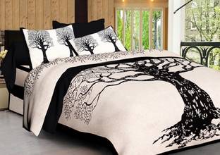 E ELMA 144 TC Cotton King Jaipuri Prints Flat Bedsheet