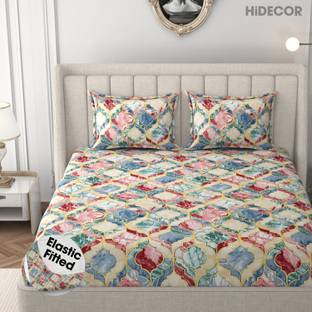 HIDECOR Microfiber King Fitted (Elastic) 280 TC Printed Bedsheet