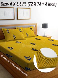 RisingStar Cotton King Fitted (Elastic) 350 TC Striped Bedsheet