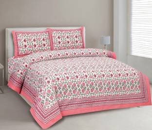 CLOTHOLOGY Cotton King Flat 240 TC Jaipuri Prints Bedsheet