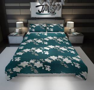 JAW Velvet, Microfiber, Polyester Double Flat 200 TC Floral Bedsheet