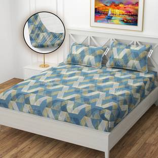 YaAkholic Microfiber Queen Fitted (Elastic) 220 TC Floral Bedsheet