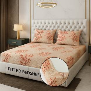 Delight Zone 170 TC Cotton King Printed Fitted (Elastic) Bedsheet