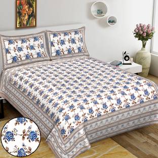 RAJDEVI JAIPUR PRINTS Cotton King Bed Cover
