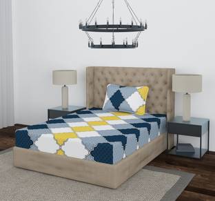 Optra Microfiber Single Flat 240 TC Geometric Bedsheet